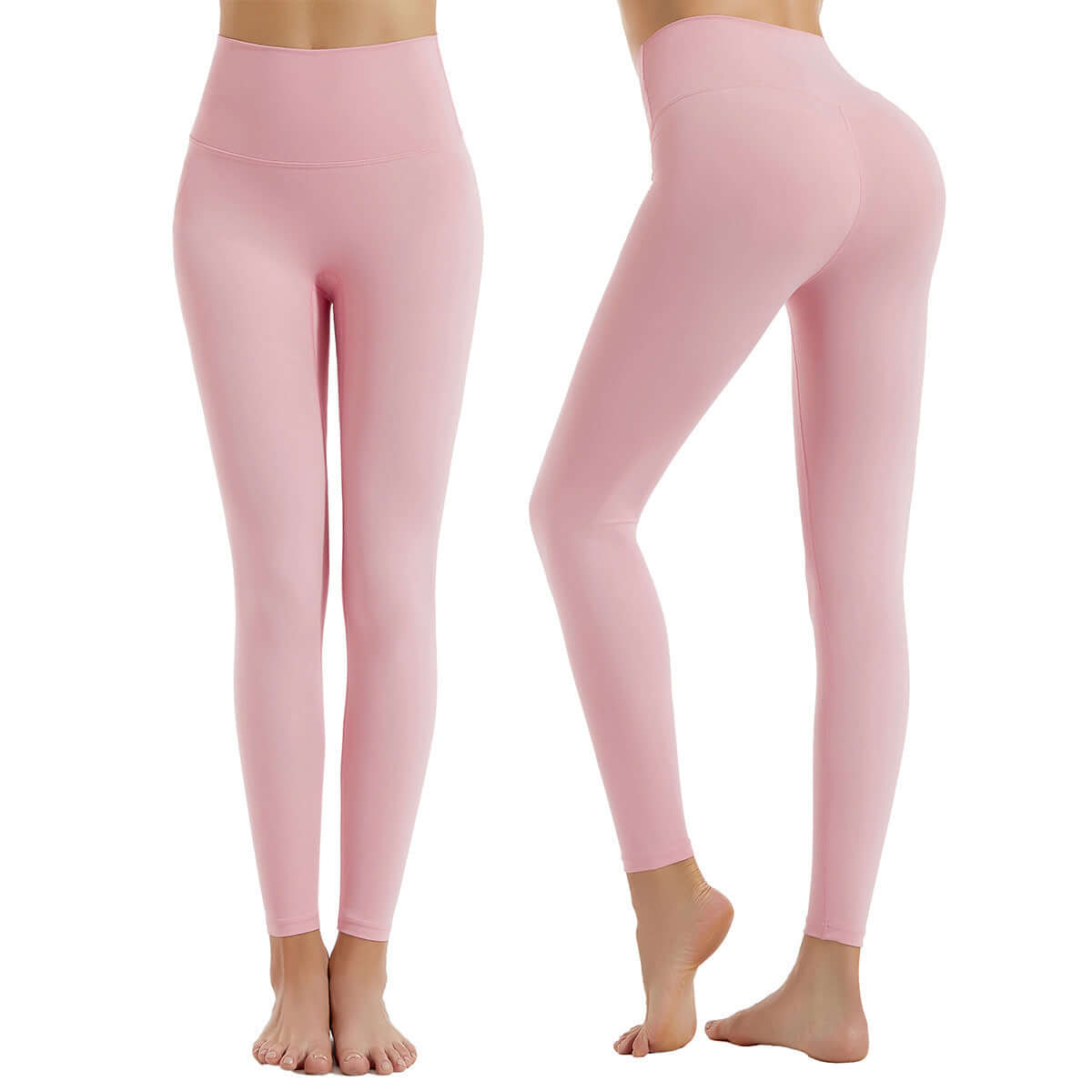 Pink activewear sports leggings displaying tight fit and soft fabric for workouts or yoga.