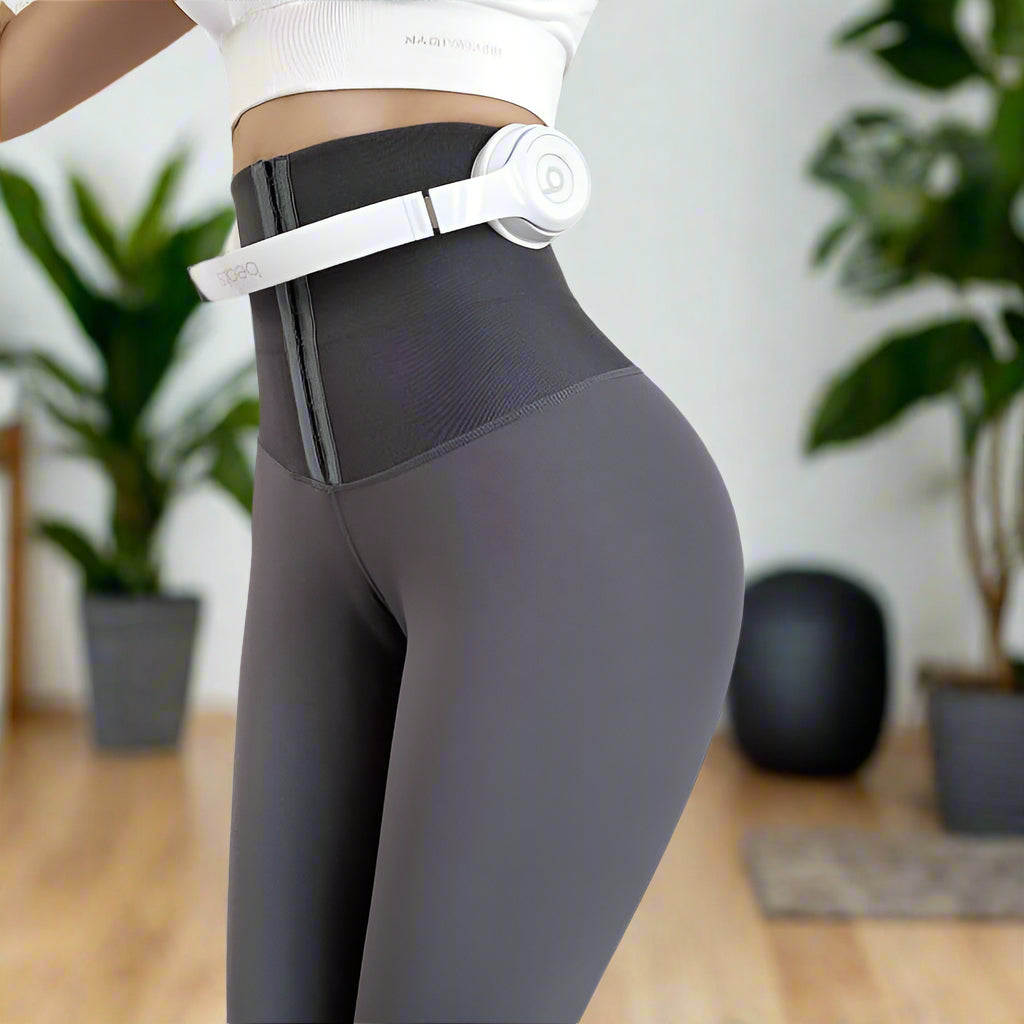 Seamless Compression Leggings with high-waisted tummy control and sleek fit, ideal for yoga and gym sessions.