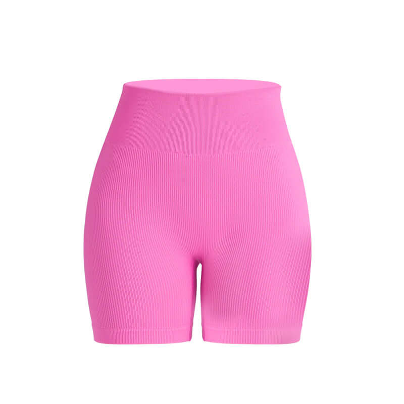 Berry pink seamless stretch shorts offering breathability and flexibility, ideal for yoga and fitness. Available in sizes XS-L.