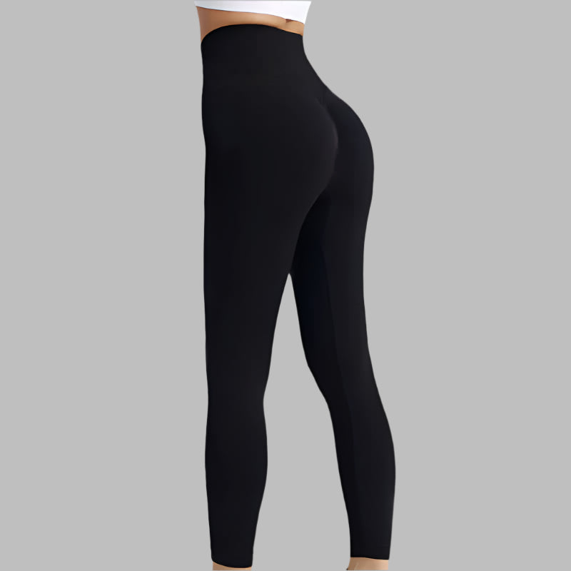 Black workout running leggings for women, available in sizes S to L, designed for optimal fit and comfort.