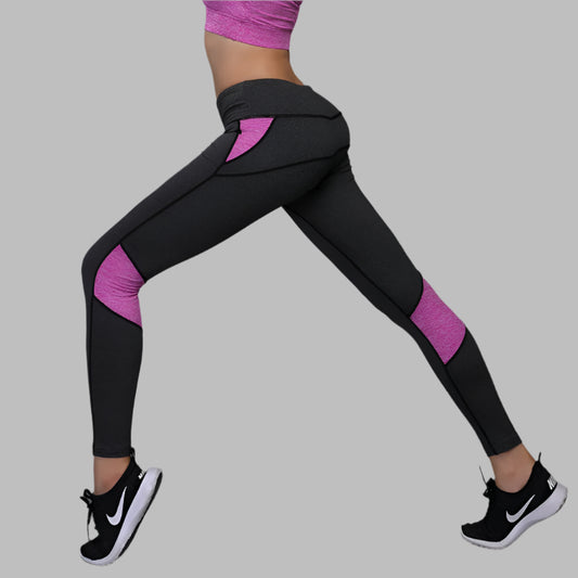 Athletic mesh panel leggings with pink accents, designed for comfort and style, showcasing a sleek fit and flexibility during workouts.