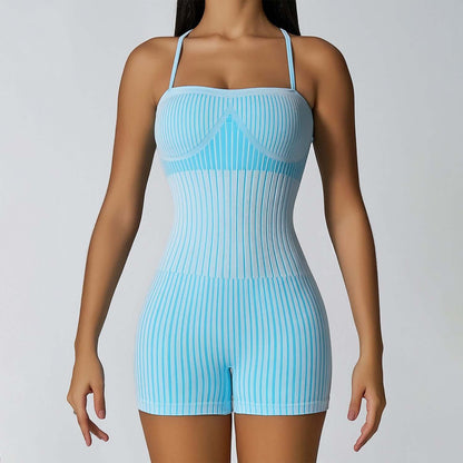 Ribbed Strappy Bodysuit in organic cotton. Relaxed fit. Breathable material ideal for comfort.