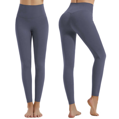 Solid color activewear sports leggings front and back view, featuring a high waist and tight fit, ideal for workouts and yoga.