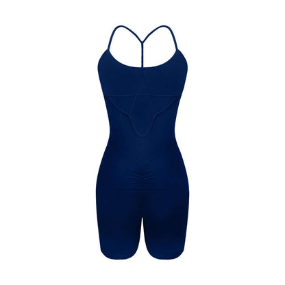 Sporty yoga bodysuit made from organic cotton. Features a relaxed fit and breathable material for ultimate comfort during workouts.