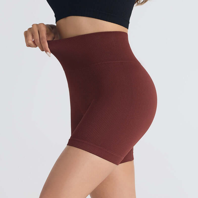 Berry seamless stretch shorts offering a flattering fit and breathability, ideal for fitness or yoga, made from nylon in size S.