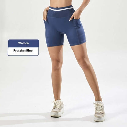 Prussian Blue women's compression shorts showcasing comfort and style, ideal for workouts and sports.
